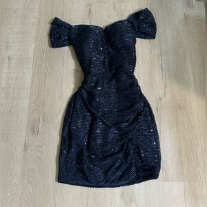 Thats so fetch Nara Off the Shoulder Dress - Navy